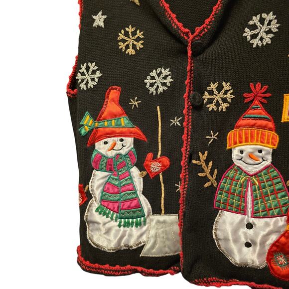 Vintage Nutcracker Noel snowman snowflake sweater vest - Picture 4 of 5